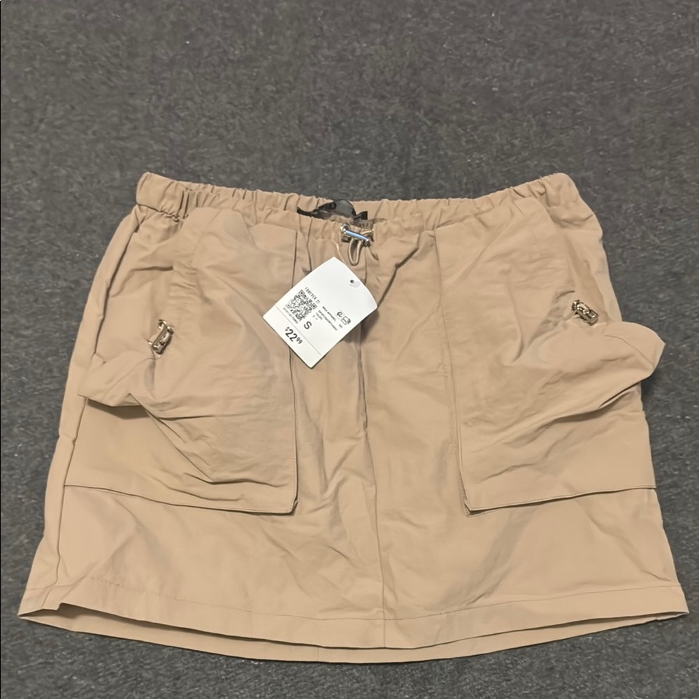 Tan Cargo Mini Skirt